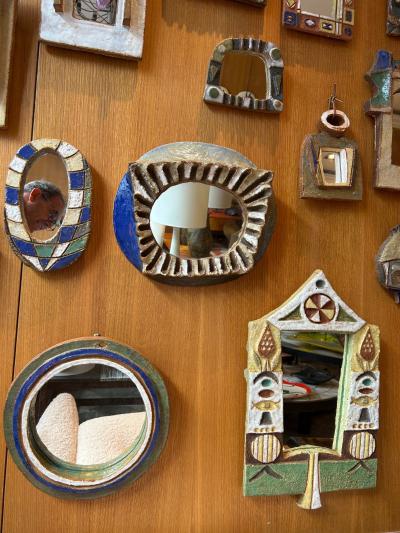Les Argonautes Ceramic mirror by les Argonautes France 1960s