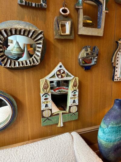 Les Argonautes Ceramic mirror by les Argonautes France 1960s