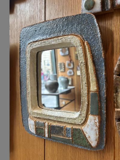  Les Argonautes Ceramic mirror by les Argonautes France 1960s