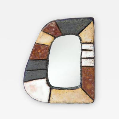  Les Argonautes Glazed Ceramic Mirror by Les Argonautes Vallauris France c 1960