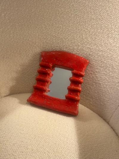  Les Argonautes Rare ceramic mirror by les Argonautes France 1960s