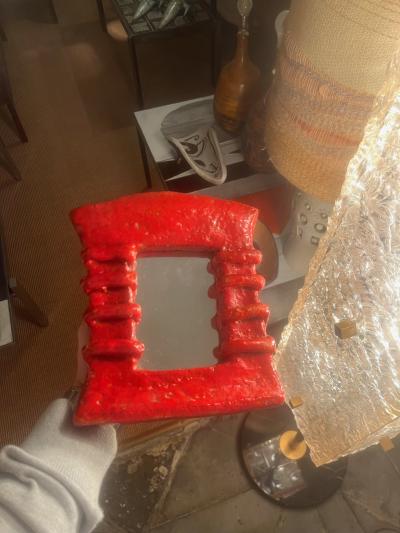  Les Argonautes Rare ceramic mirror by les Argonautes France 1960s