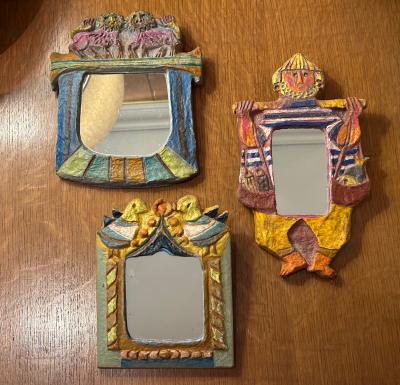  Les Argonautes Set of Papier m ch mirror by les Argonautes France 1970s