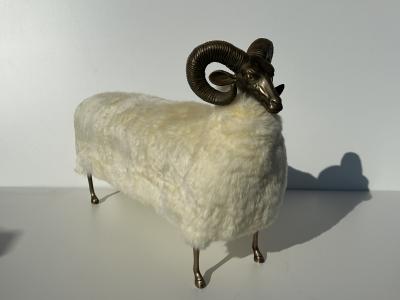  Les Lalanne Brass Ram Sculpture Bench