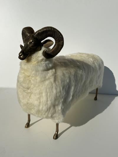  Les Lalanne Brass Ram Sculpture Bench