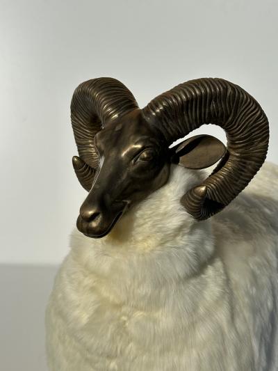  Les Lalanne Brass Ram Sculpture Bench