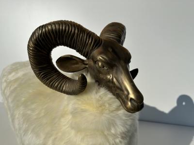  Les Lalanne Brass Ram Sculpture Bench
