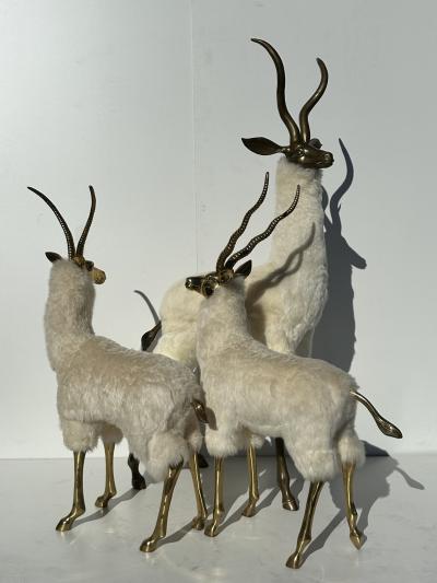  Les Lalanne Set of Brass Gazelle Antelope Sculptures