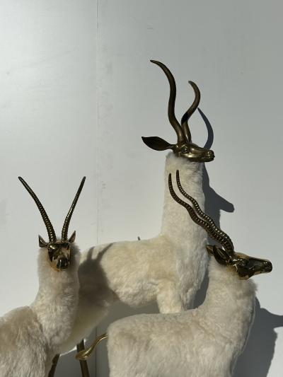  Les Lalanne Set of Brass Gazelle Antelope Sculptures