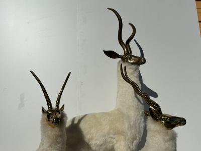  Les Lalanne Set of Brass Gazelle Antelope Sculptures