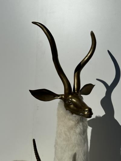  Les Lalanne Set of Brass Gazelle Antelope Sculptures