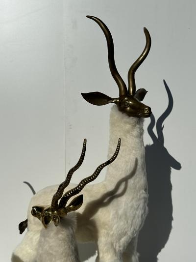  Les Lalanne Set of Brass Gazelle Antelope Sculptures