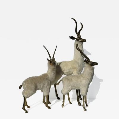  Les Lalanne Set of Brass Gazelle Antelope Sculptures