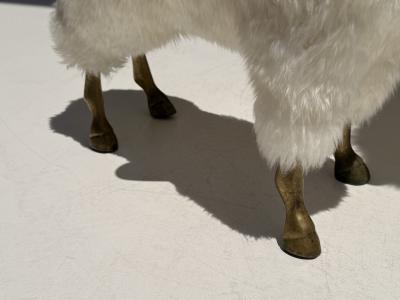  Les Lalanne Set of Three Brass and Fur Mountain Sheep Ram Sculptures