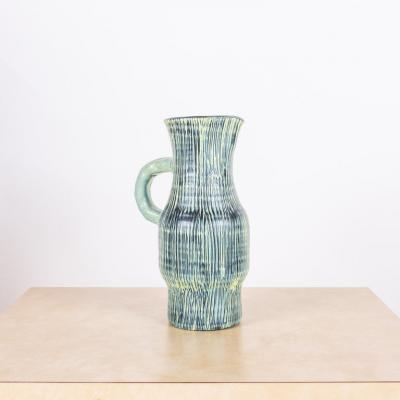 Les Potiers D Accolay Rare Glazed Turquoise Ceramic Accolay Pitcher