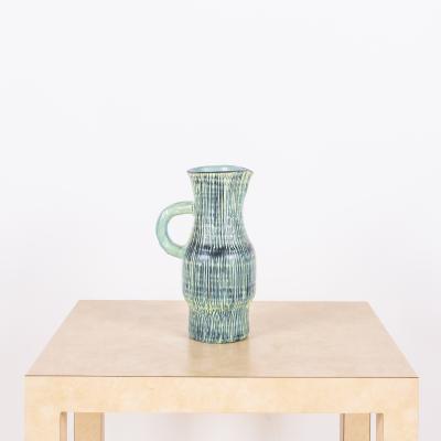  Les Potiers D Accolay Rare Glazed Turquoise Ceramic Accolay Pitcher