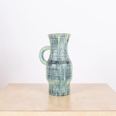  Les Potiers D Accolay Rare Glazed Turquoise Ceramic Accolay Pitcher