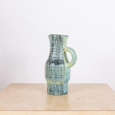  Les Potiers D Accolay Rare Glazed Turquoise Ceramic Accolay Pitcher