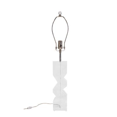  Les Prismatiques Les Prismatiques Zig Zag Table Lamp in Solid Lucite 1970s Signed 