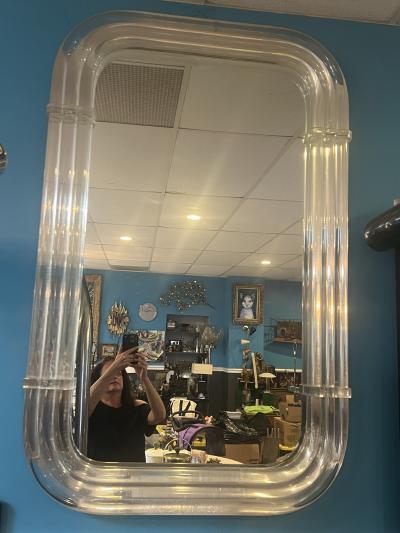  Les Prismatiques MAGNIFICIENT MONUMENTAL MODERNIST TUBULAR LUCITE MIRROR