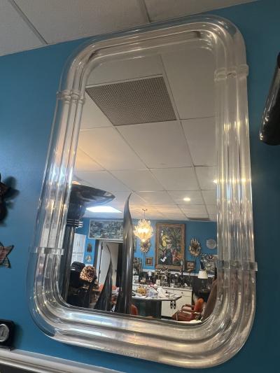  Les Prismatiques MAGNIFICIENT MONUMENTAL MODERNIST TUBULAR LUCITE MIRROR