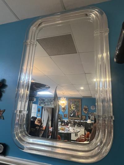  Les Prismatiques MAGNIFICIENT MONUMENTAL MODERNIST TUBULAR LUCITE MIRROR