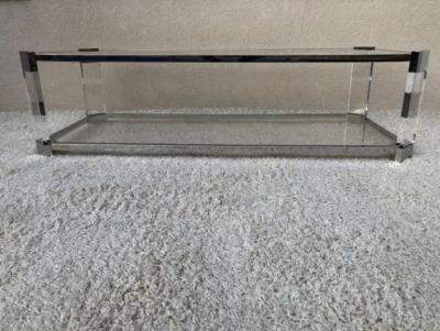  Les Prismatiques Mid Century Prismatiques Design Chrome Lucite and Glass Cocktail Table Two Tier