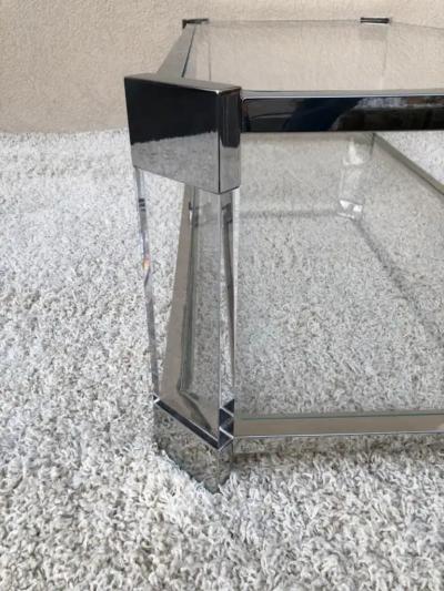  Les Prismatiques Mid Century Prismatiques Design Chrome Lucite and Glass Cocktail Table Two Tier