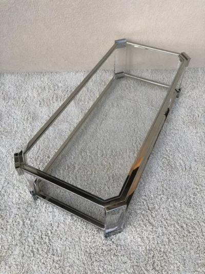  Les Prismatiques Mid Century Prismatiques Design Chrome Lucite and Glass Cocktail Table Two Tier