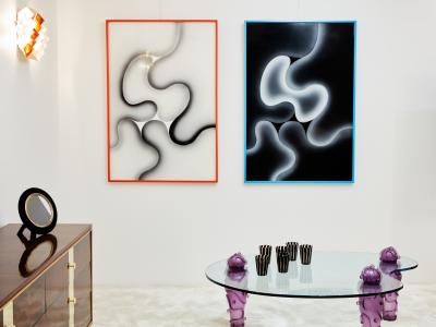  Les Simonnet Les Simonnet unique pieces diptych paint on lucite framed 1996