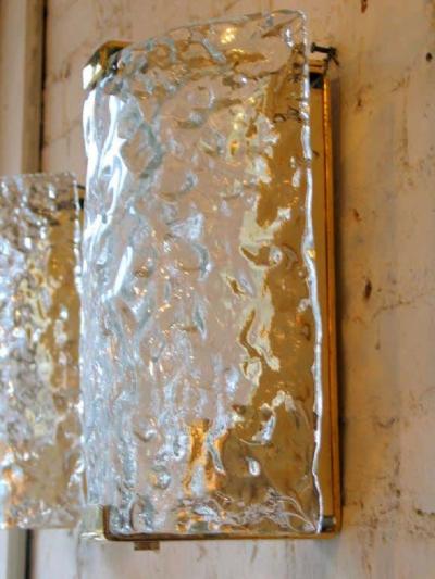  Leucos 4 Italian Mid Century Modern Murano Venetian Glass Sconces by Leucos