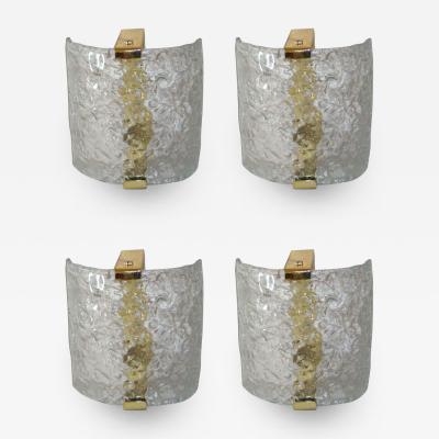  Leucos 4 Italian Mid Century Modern Murano Venetian Glass Sconces by Leucos
