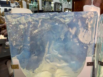  Leucos Pair Of Opalescent Murano Glass Lamps By Leucos