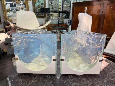  Leucos Pair Of Opalescent Murano Glass Lamps By Leucos