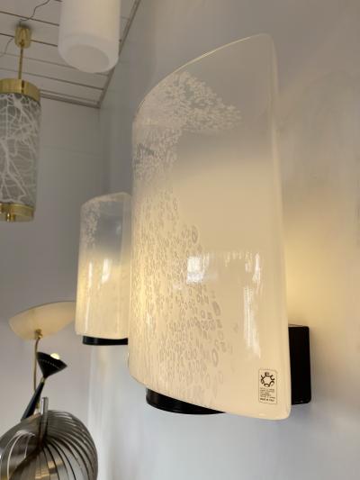  Leucos Pair of Bubble Murano Glass and Metal Sconces by Leucos Italy 1970s