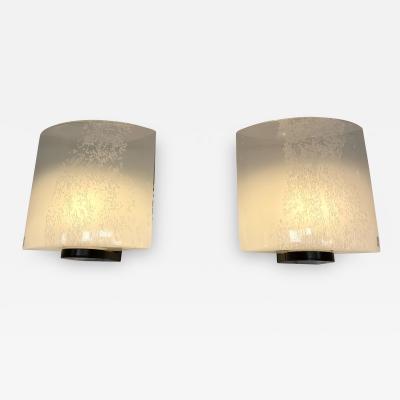  Leucos Pair of Bubble Murano Glass and Metal Sconces by Leucos Italy 1970s