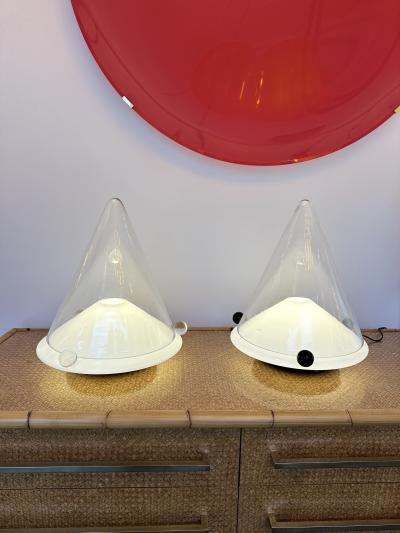  Leucos Pair of Lamps Murano Glass by Leucos Italy 1980s