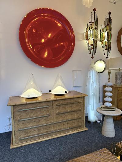  Leucos Pair of Lamps Murano Glass by Leucos Italy 1980s