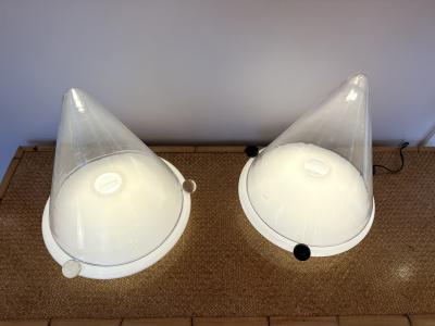  Leucos Pair of Lamps Murano Glass by Leucos Italy 1980s