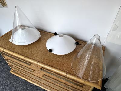  Leucos Pair of Lamps Murano Glass by Leucos Italy 1980s