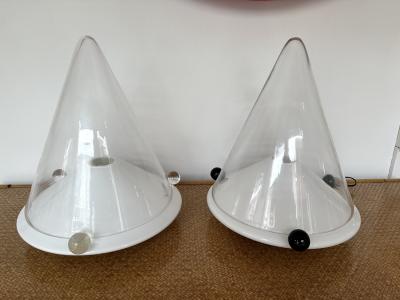  Leucos Pair of Lamps Murano Glass by Leucos Italy 1980s