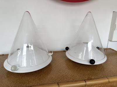  Leucos Pair of Lamps Murano Glass by Leucos Italy 1980s