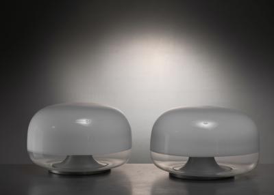  Leucos Pair of Leucos glass table lamps