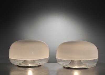  Leucos Pair of Leucos glass table lamps