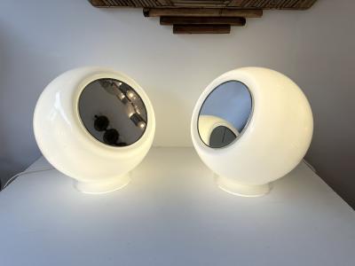  Leucos Pair of Murano Ball Glass Lamps Elios by Giusto Toso for Leucos Italy 1970s