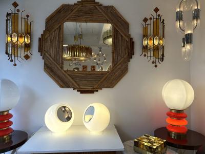  Leucos Pair of Murano Ball Glass Lamps Elios by Giusto Toso for Leucos Italy 1970s