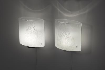  Leucos Pair of Murano Wall Lamps for Leucos Italy 1970s