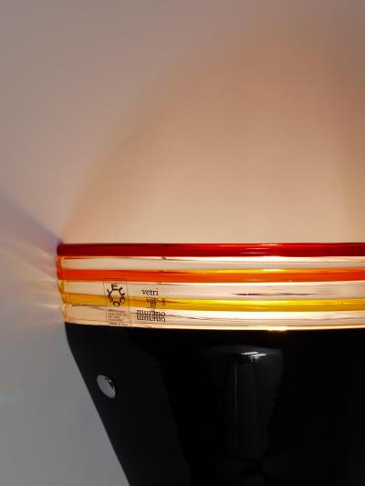  Leucos Roberto Pamio Febo Wall Lamp Sconce Black Murano Glass Leucos Italy 1980s