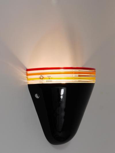  Leucos Roberto Pamio Febo Wall Lamp Sconce Black Murano Glass Leucos Italy 1980s