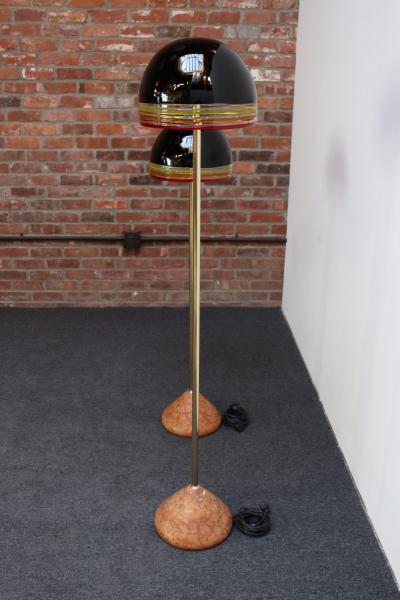 Leucos Set of Two Febo Floor Lamps in Glass and Marble by Roberto Pamio for Leucos
